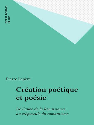 cover image of Création poétique et poésie